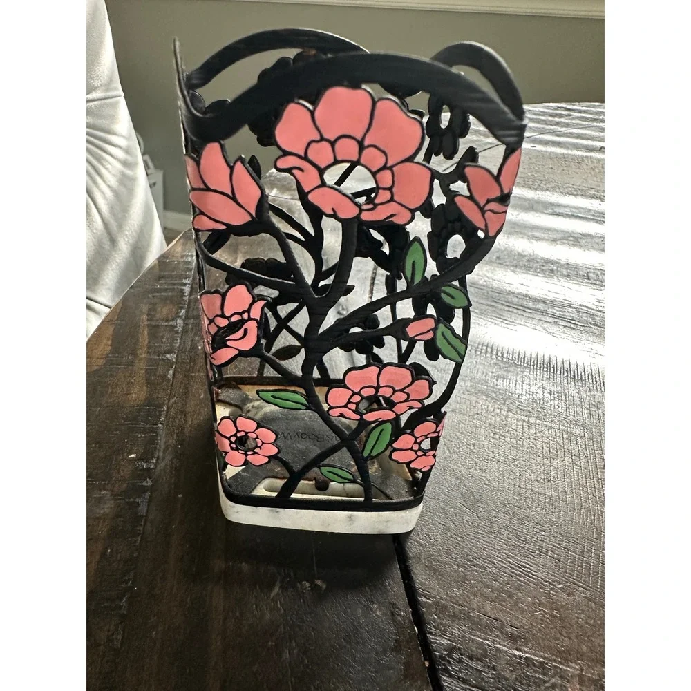Bath & Body Works Pink Floral Metal Soap Sleeve Holder with Marble Base SD348
